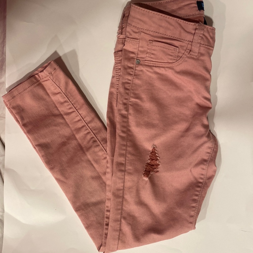 Blue Spice Distressed Jegging’s Skinny jeans rose pink Girls Size 10 - Picture 1 of 8